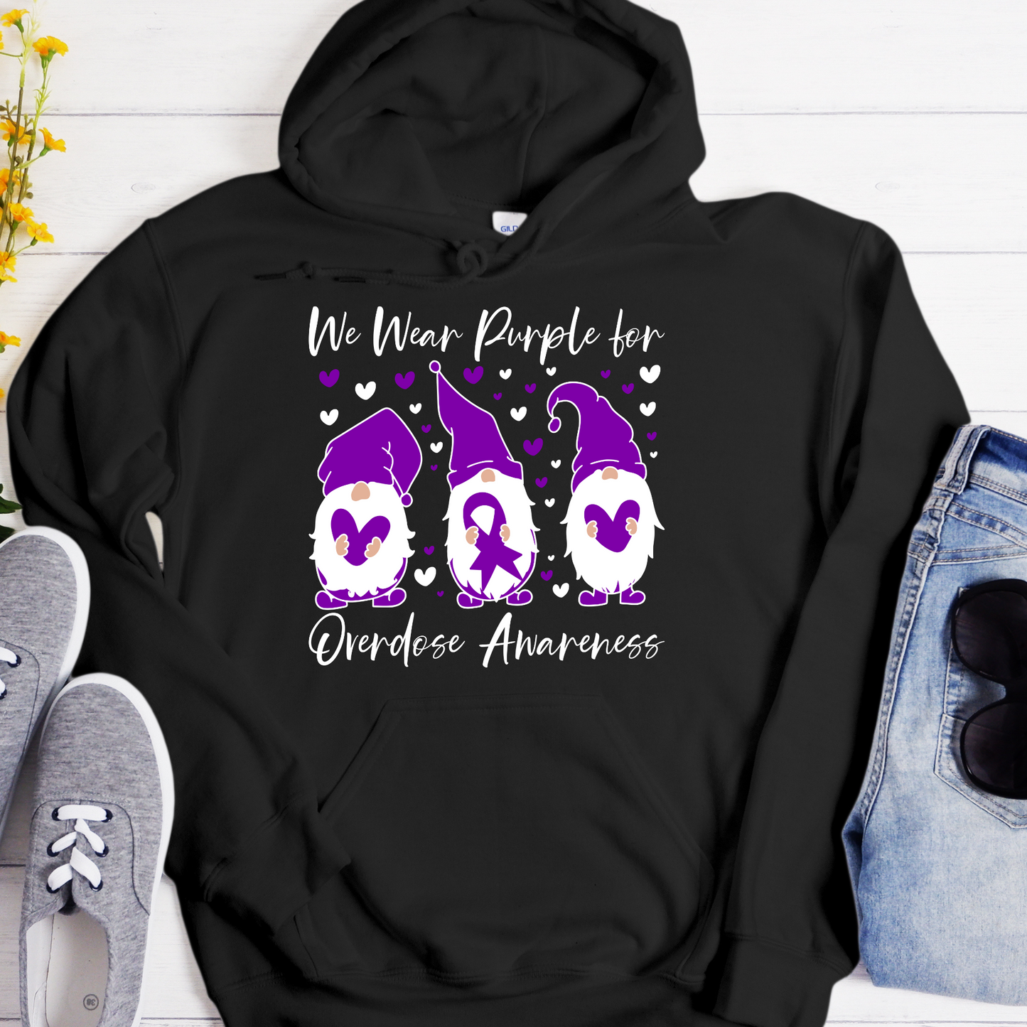 black Custom Recovery Hoodie | Inspiring Sobriety | We Wear Purple For Overdose Awareness