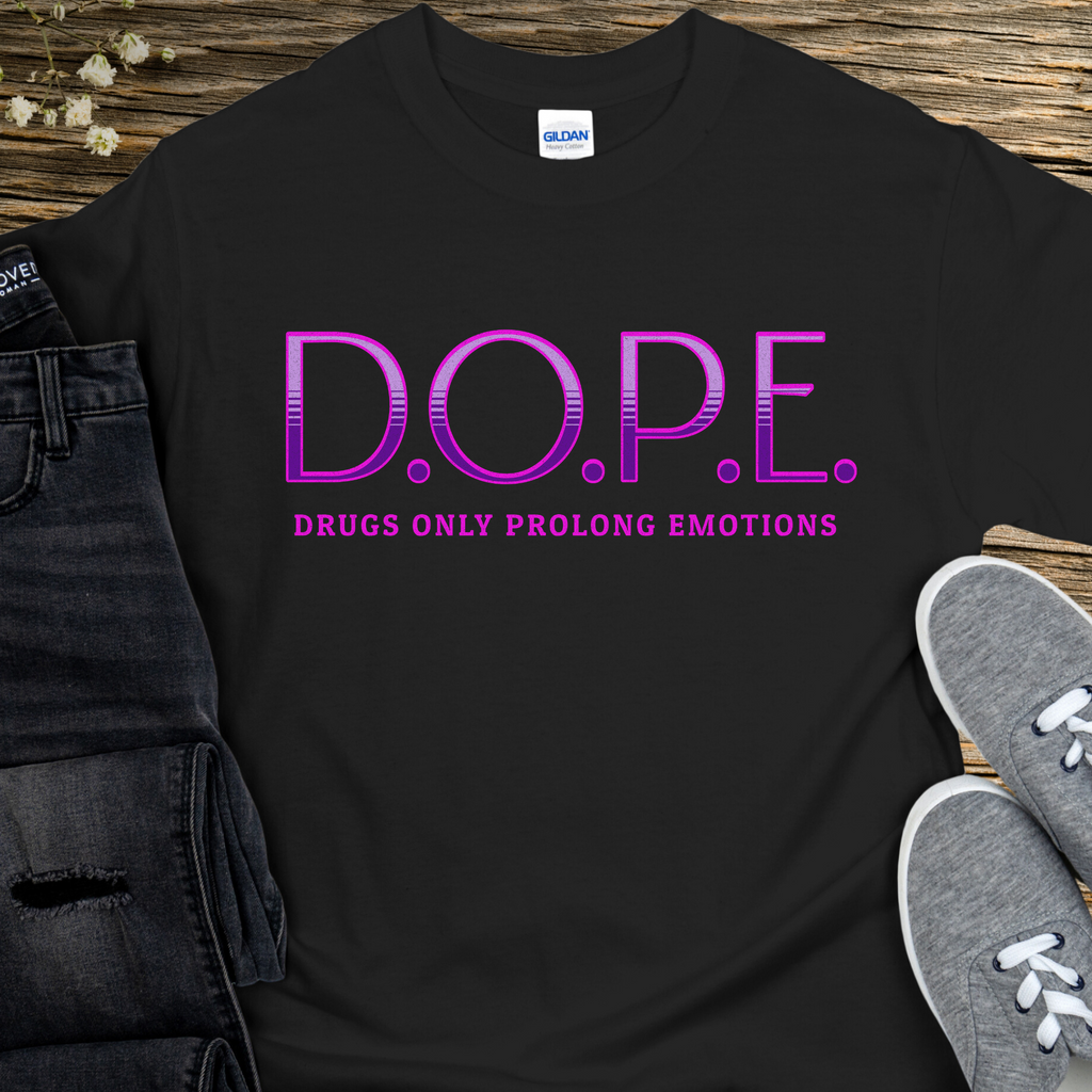 Recovery T Shirt Inspiring Sobriety D O P E Purple