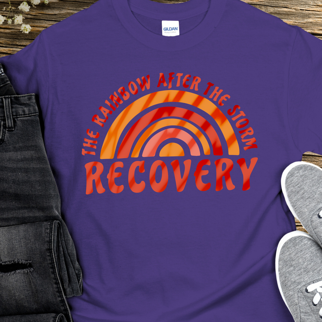 Recovery T Shirt Inspiring Sobriety The Rainbow After The Storm