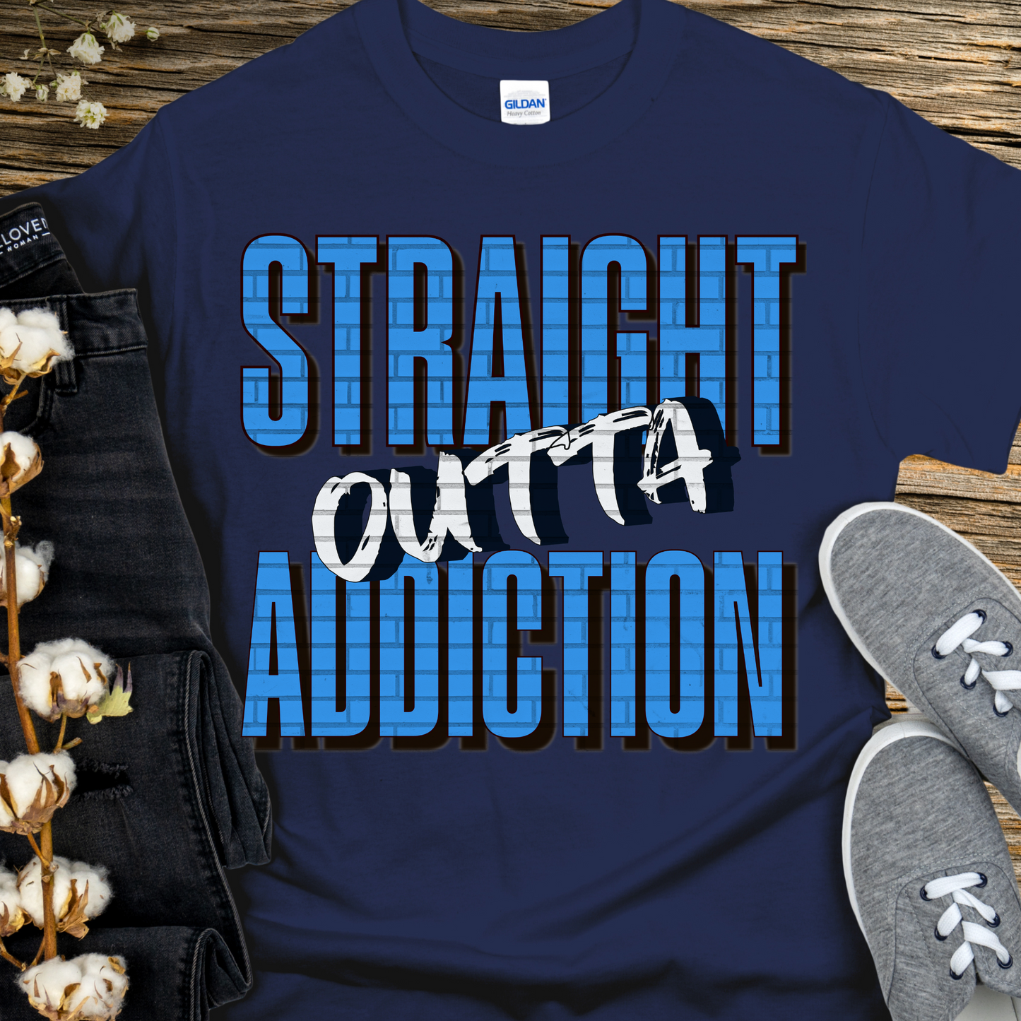 navy blue Recovery T-Shirt | Inspiring Sobriety | Straight Outta Addiction