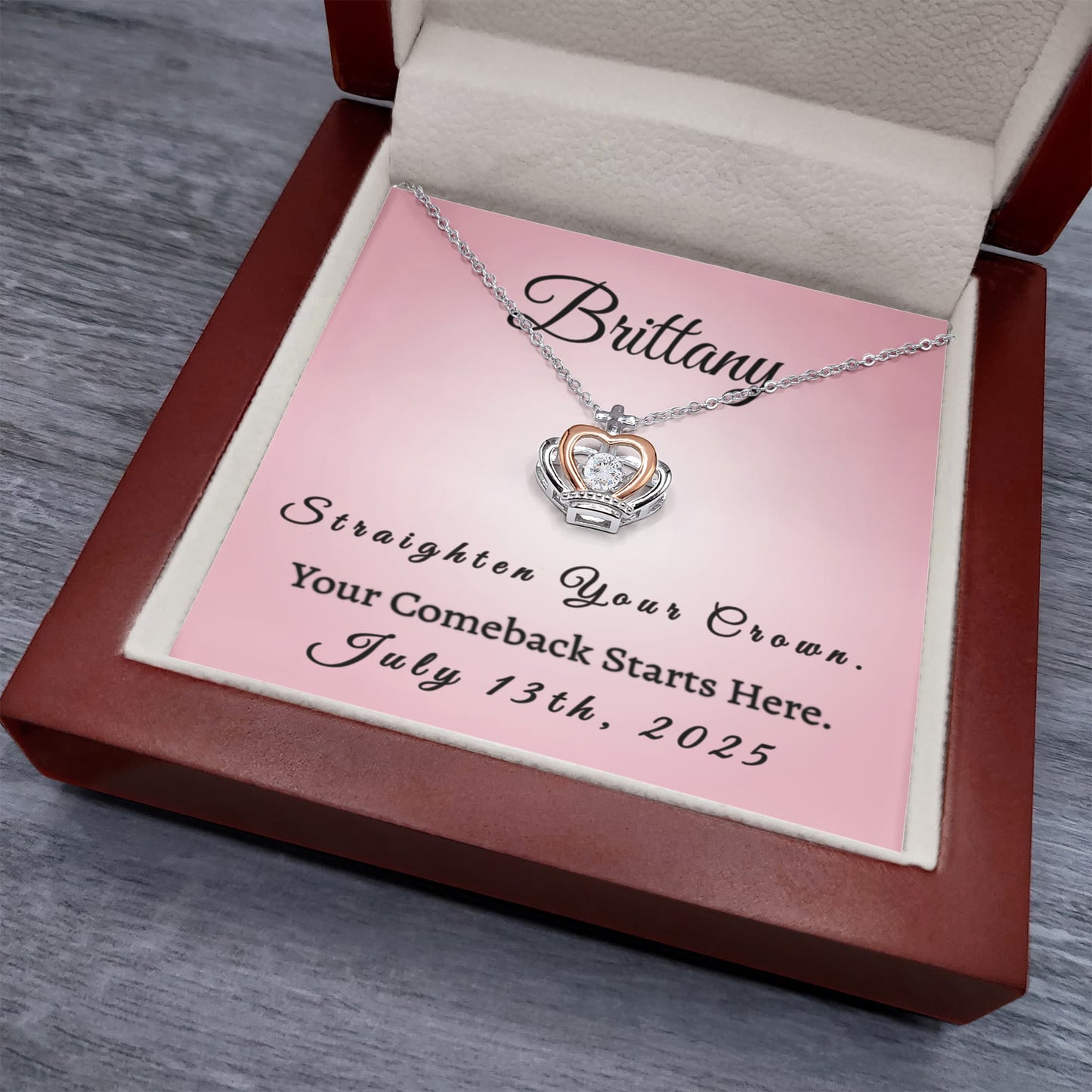 Custom Recovery Crown Necklace | Inspiring Sobriety | Straighten Your Crown, Your Comeback Starts Here