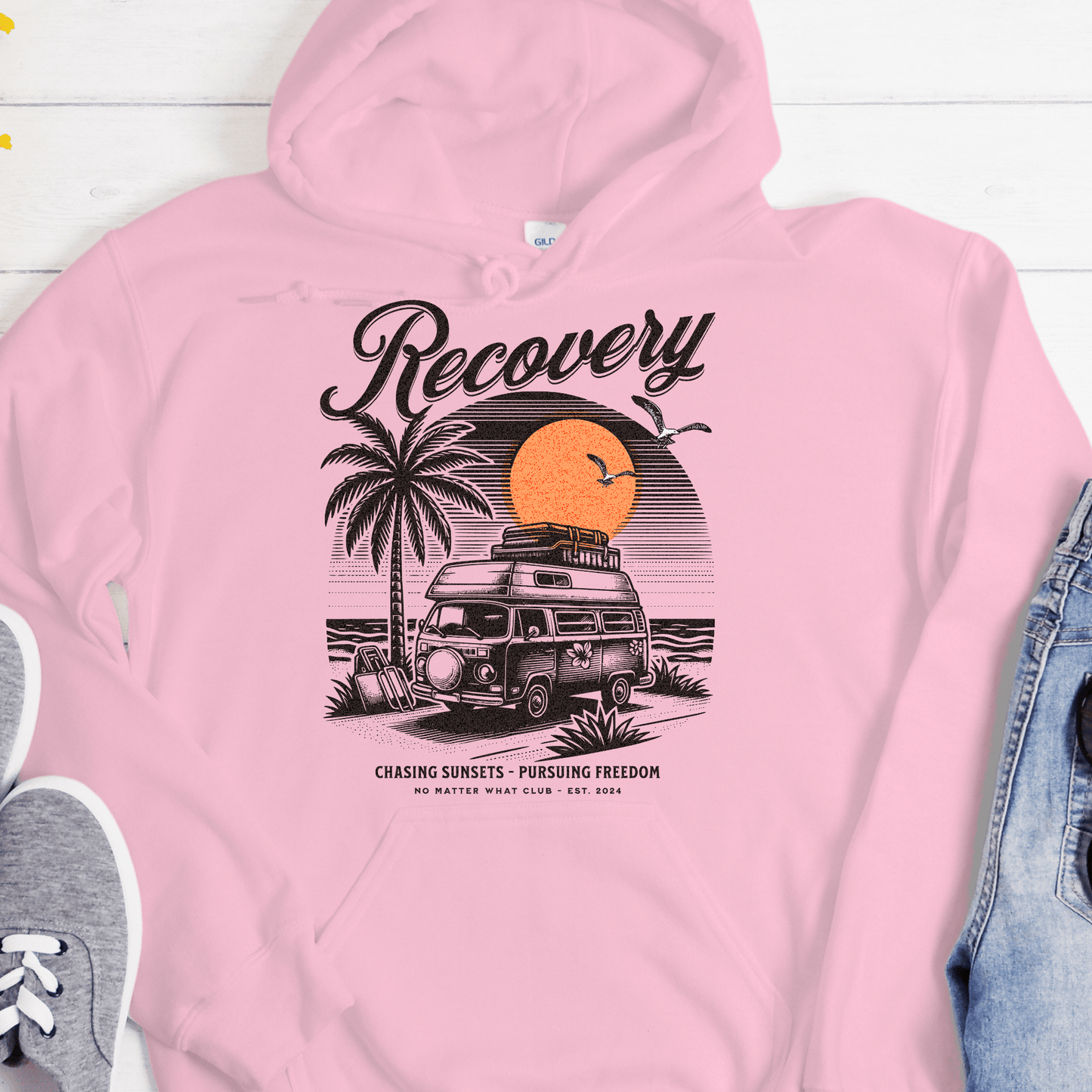 Custom Recovery Hoodie | Inspiring Sobriety | Chasing Sunsets, Pursuing Freedom