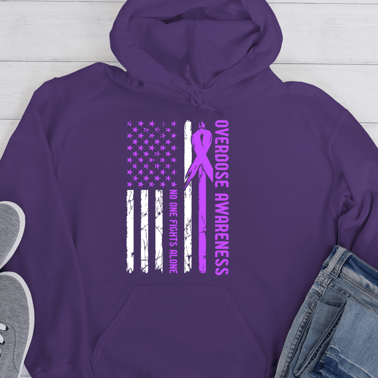 Custom Recovery Hoodie | Inspiring Sobriety | No One Fights Alone Overdose Awareness