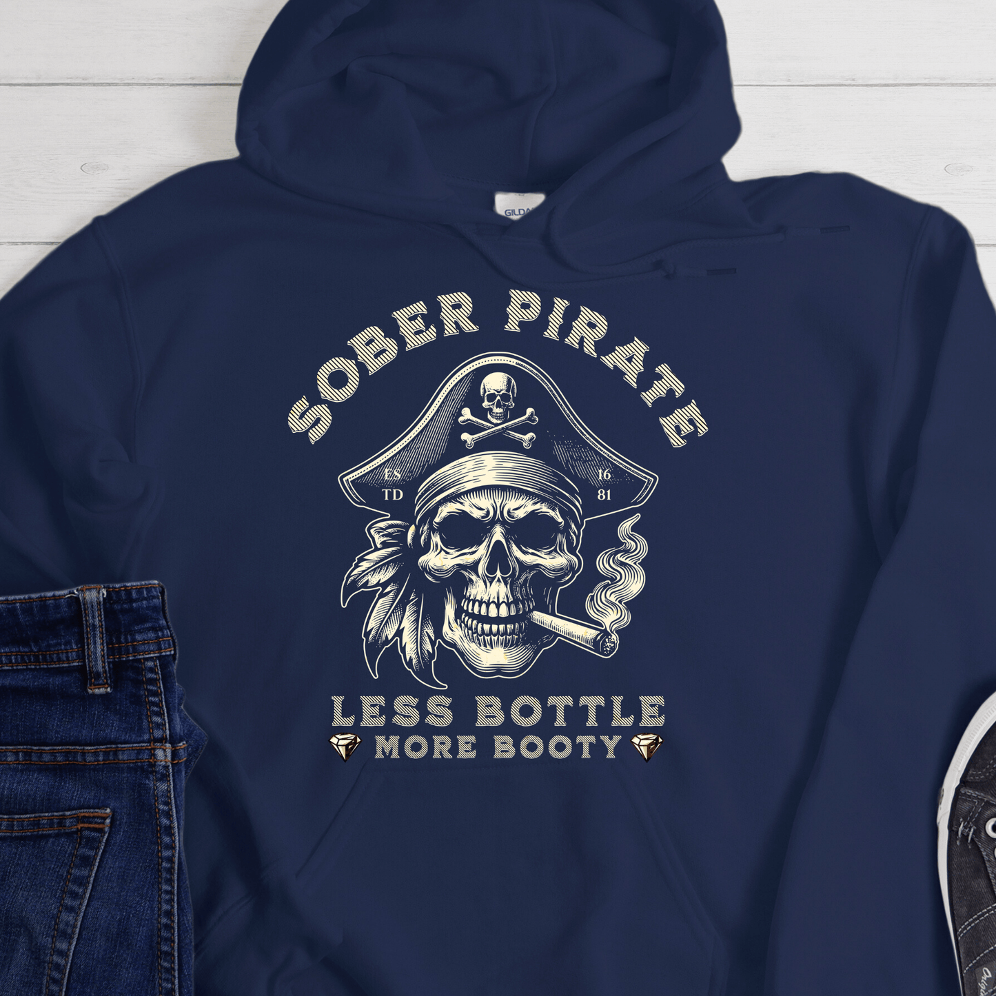 Custom Recovery Hoodie | Inspiring Sobriety | Sober Pirate - Less Bottle More Booty