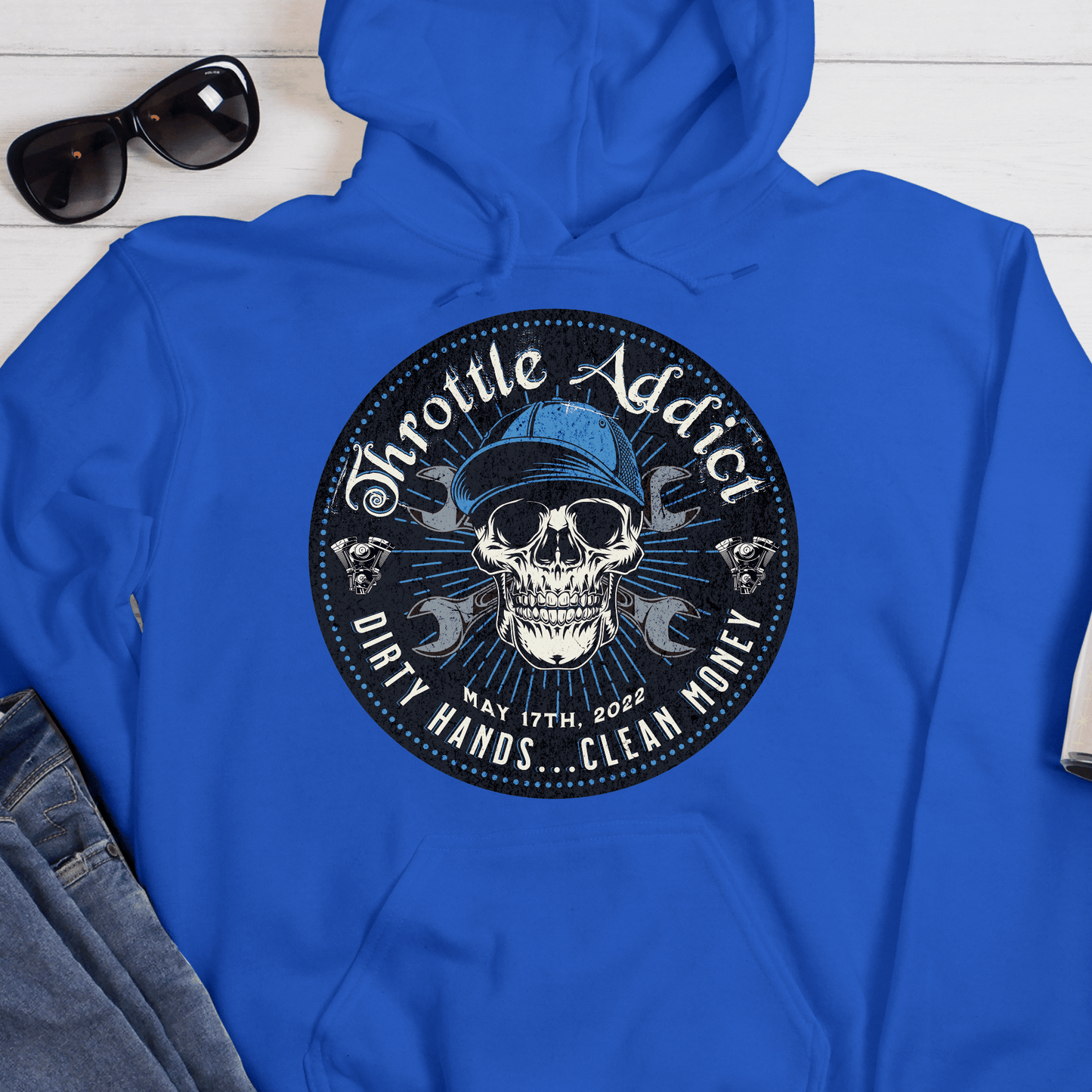 Custom Recovery Hoodie | Inspiring Sobriety | Throttle Addict, - Dirty Hands, Clean Money