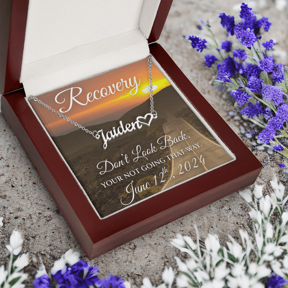 Custom Recovery Name Necklace | Inspiring Sobriety | Don't Look Back, You're Not Going That Way