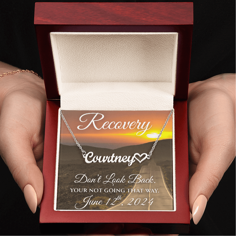 Custom Recovery Name Necklace | Inspiring Sobriety | Don't Look Back, You're Not Going That Way