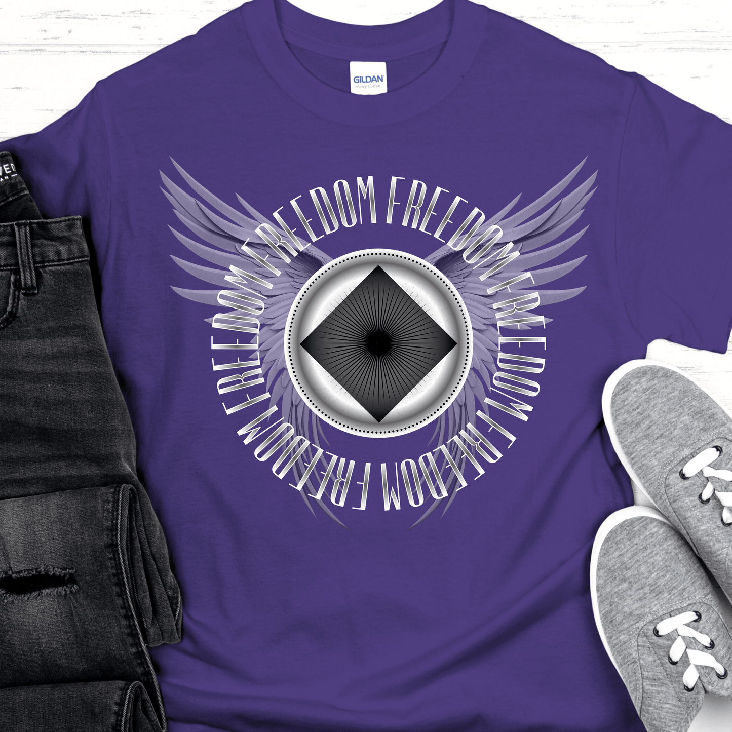 Custom Recovery T-Shirt | Inspiring Sobriety | (AA or NA) Freedom Wings