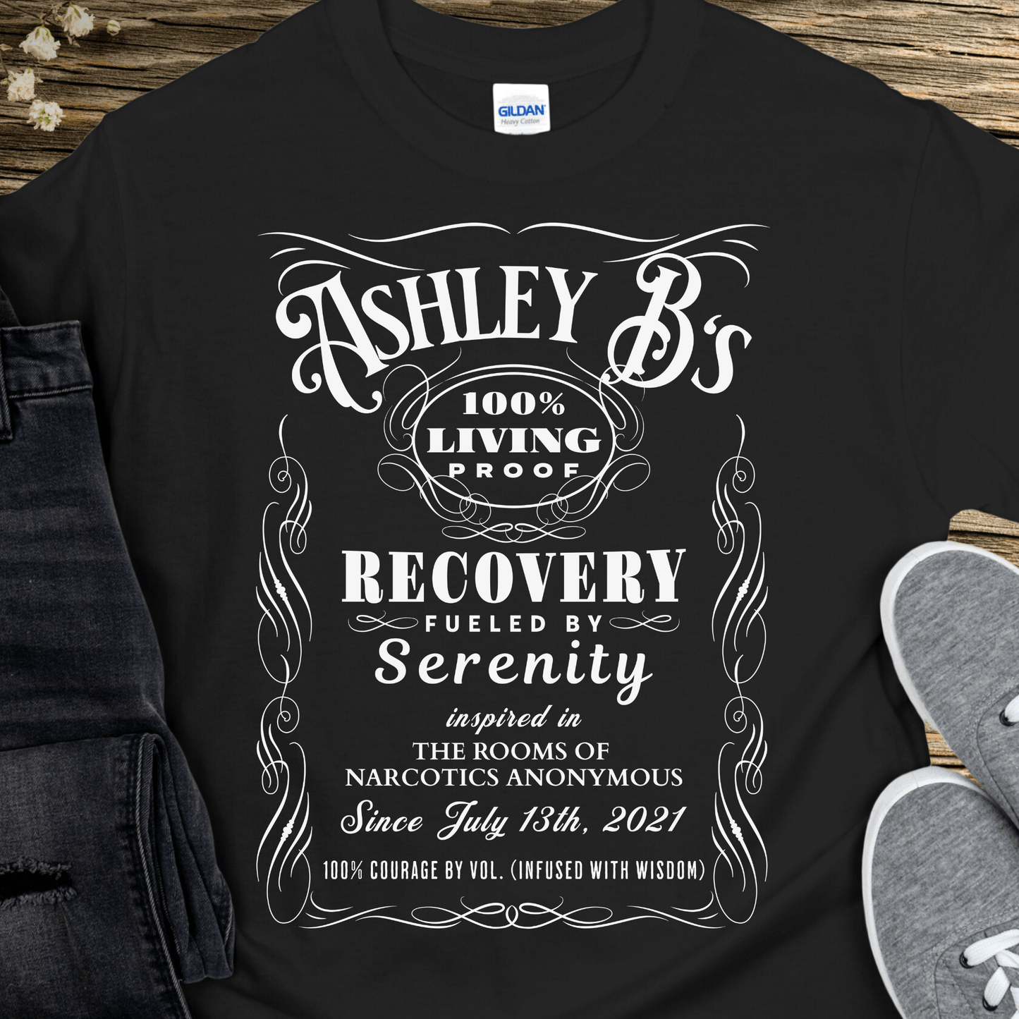 Custom Recovery T-Shirt | Inspiring Sobriety | (Custom) 100% Living Proof