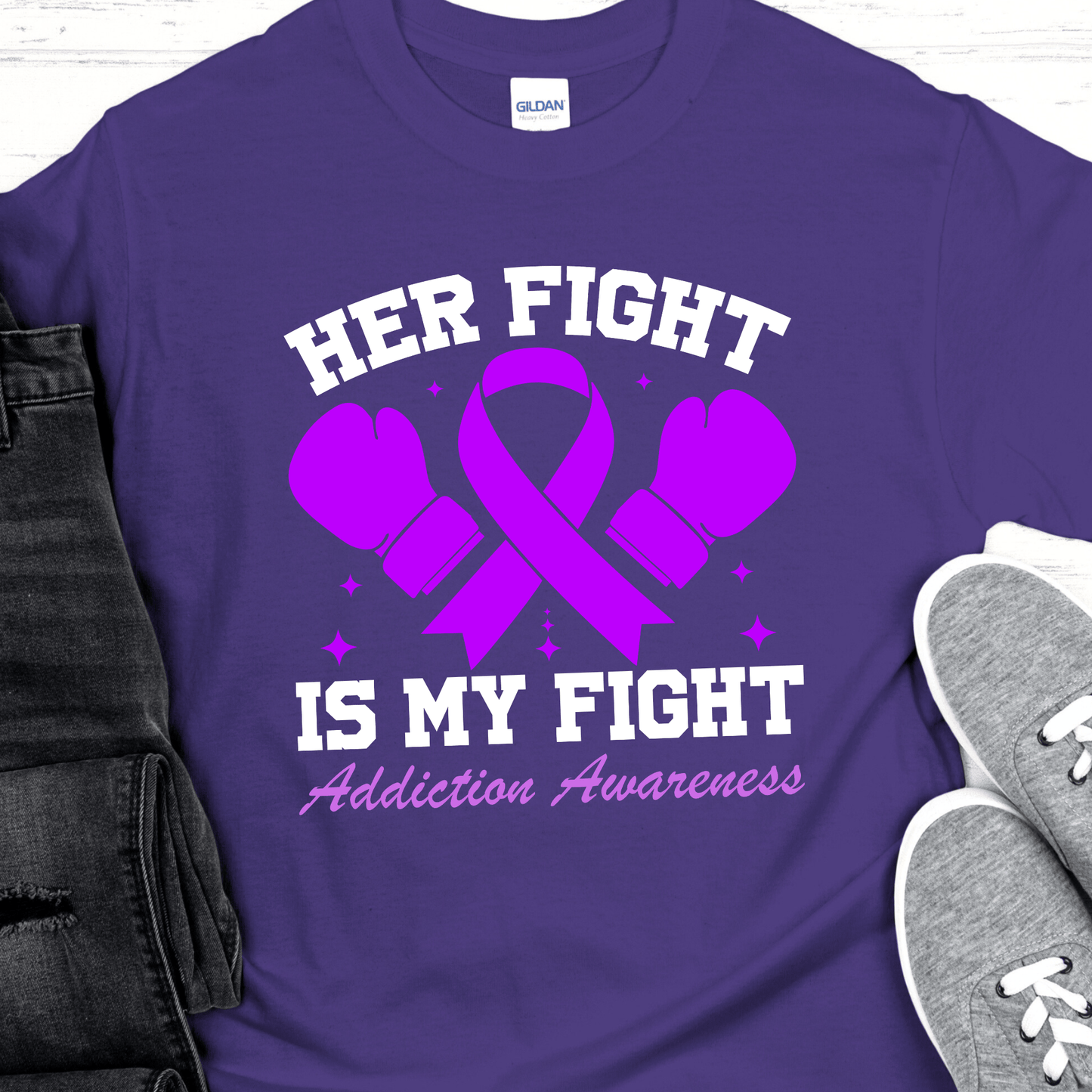 Custom Recovery T-Shirt | Inspiring Sobriety | Her Fight Is My Fight