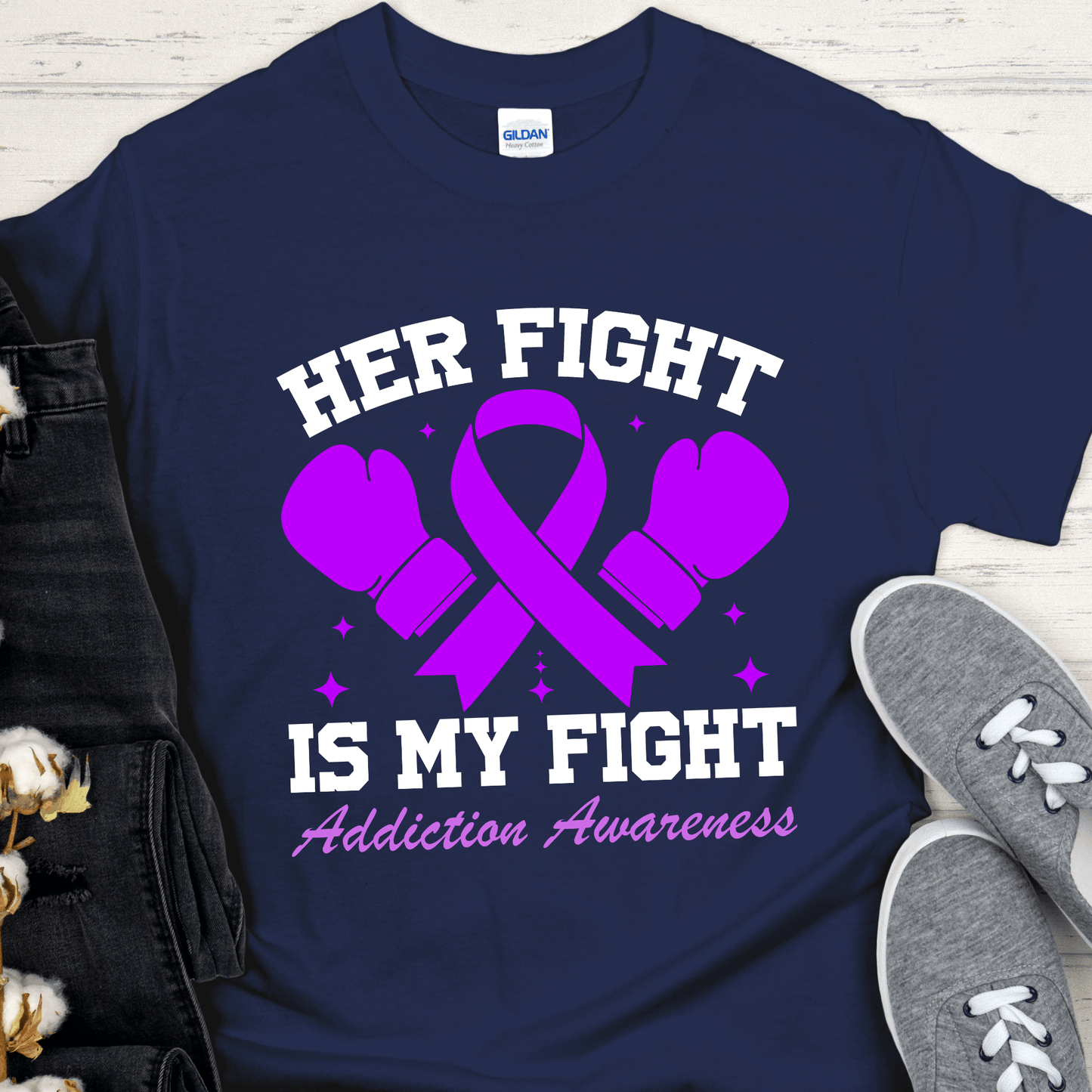 Custom Recovery T-Shirt | Inspiring Sobriety | Her Fight Is My Fight
