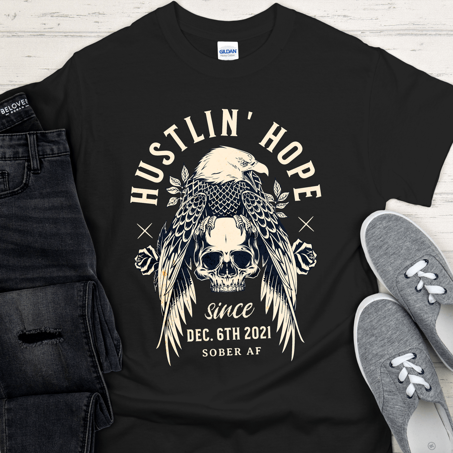 Custom Recovery T-Shirt | Inspiring Sobriety | Hustlin' Hope