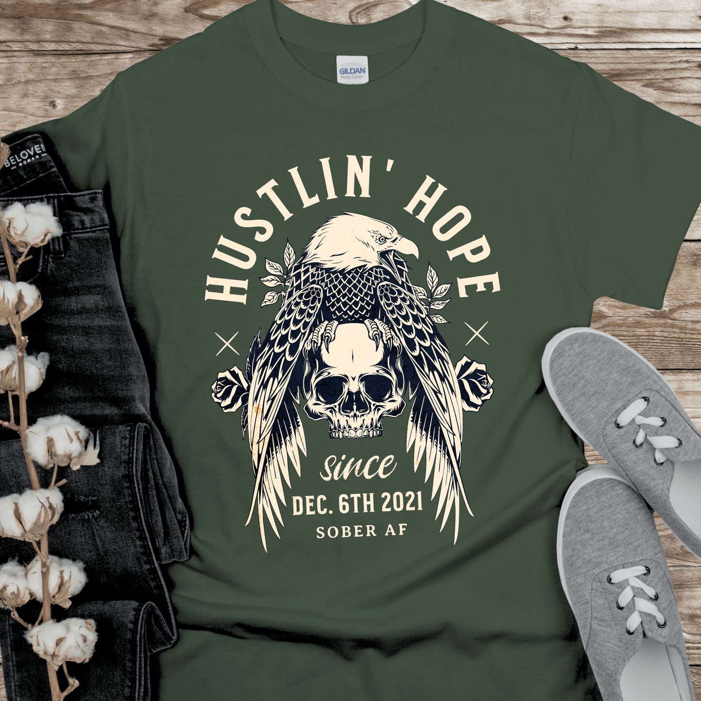 Custom Recovery T-Shirt | Inspiring Sobriety | Hustlin' Hope