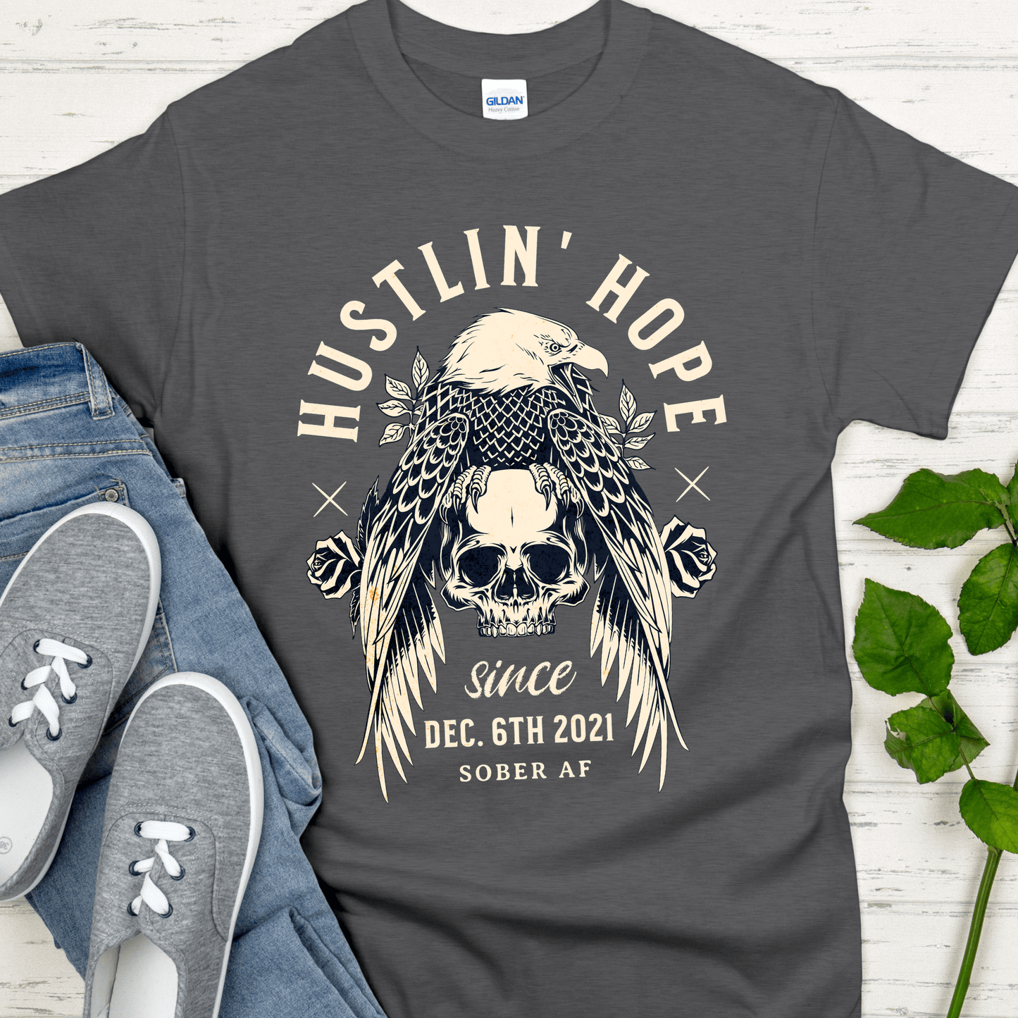 Custom Recovery T-Shirt | Inspiring Sobriety | Hustlin' Hope