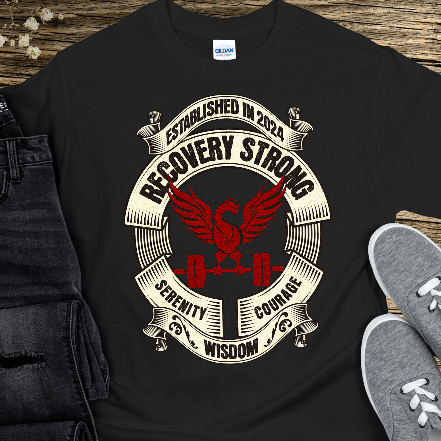 Custom Recovery T-Shirt | Inspiring Sobriety | Recovery Strong (Phoenix)