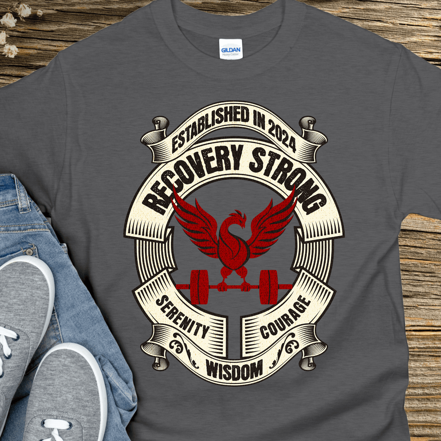 Custom Recovery T-Shirt | Inspiring Sobriety | Recovery Strong (Phoenix)