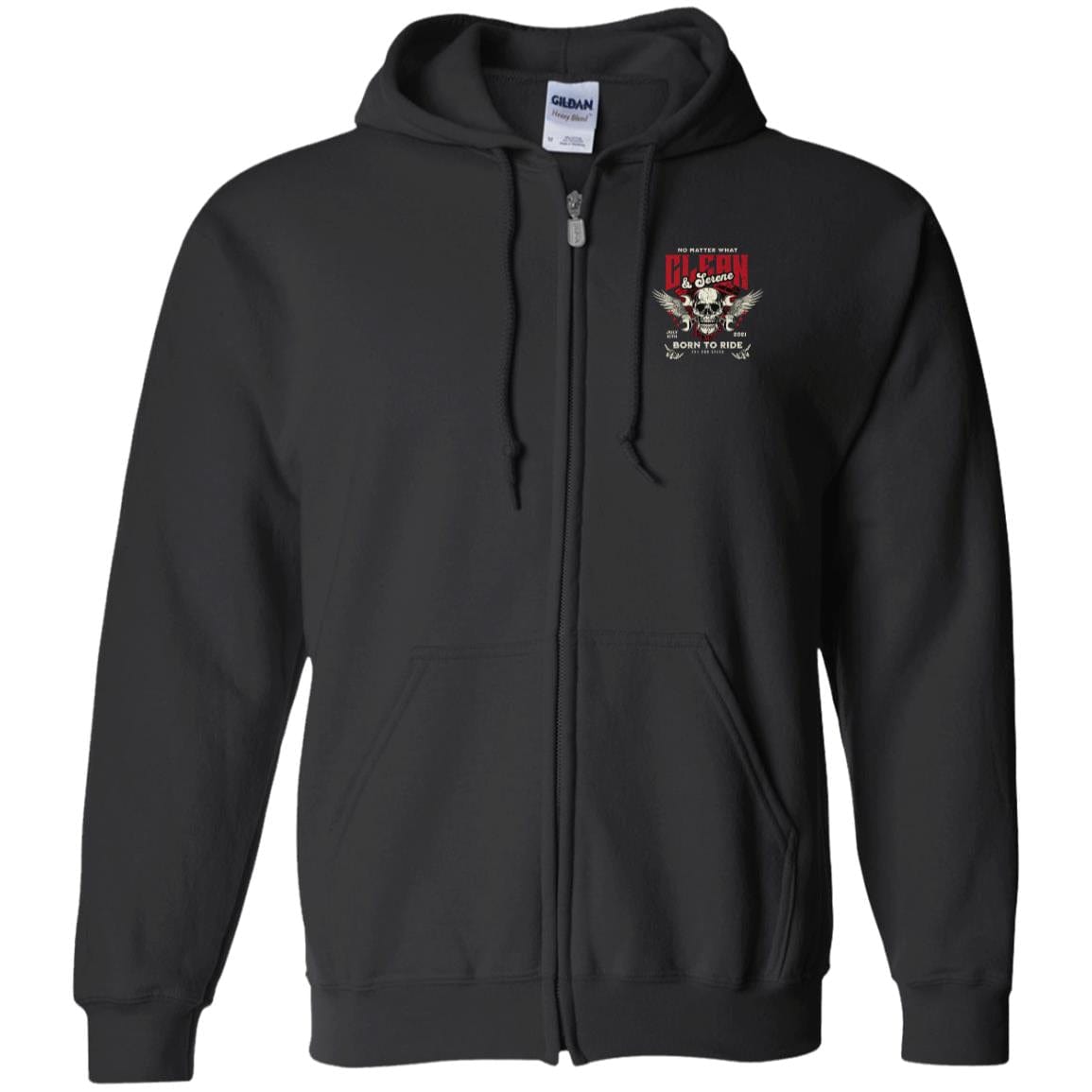 Custom Recovery Zip Hoodie | Inspiring Sobriety | Clean & Serene - Born To Ride