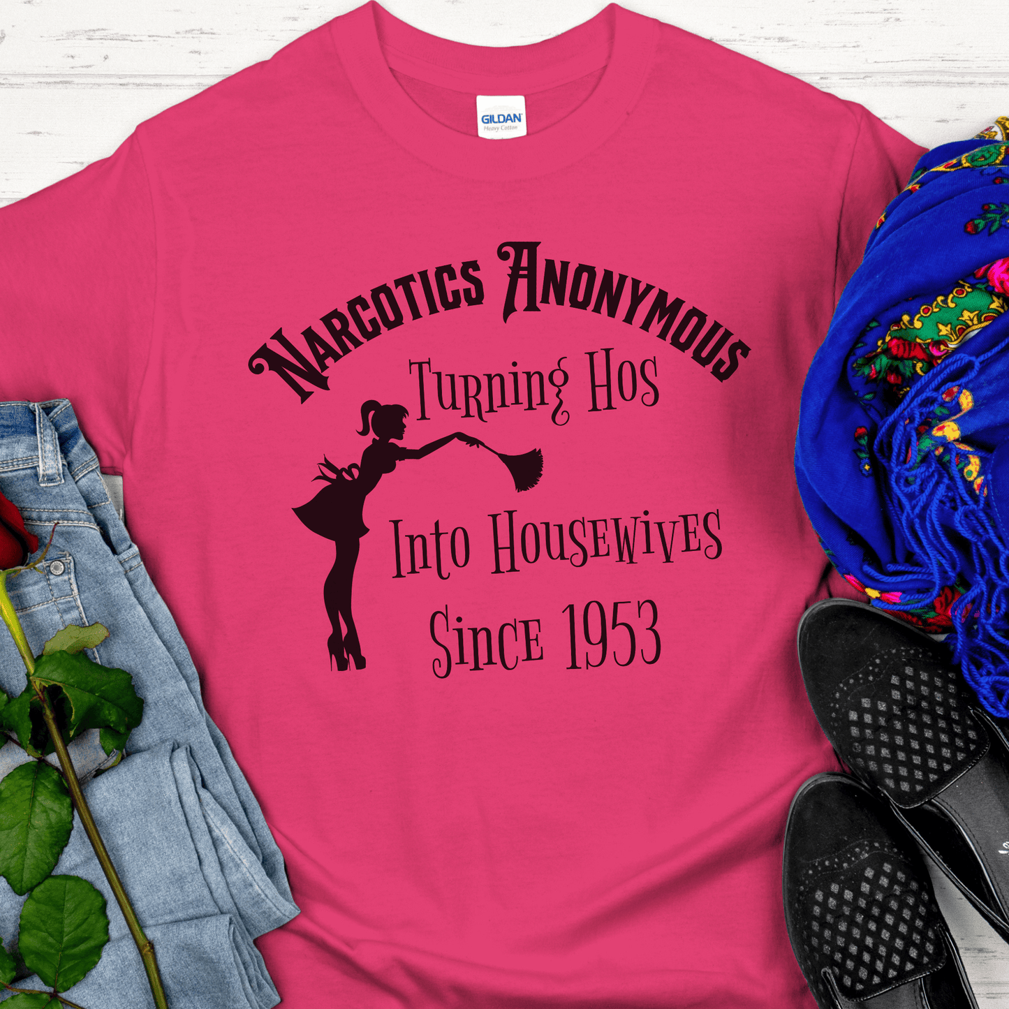 NA Recovery T-Shirt | Inspiring Sobriety | NA "Hos To Housewives"