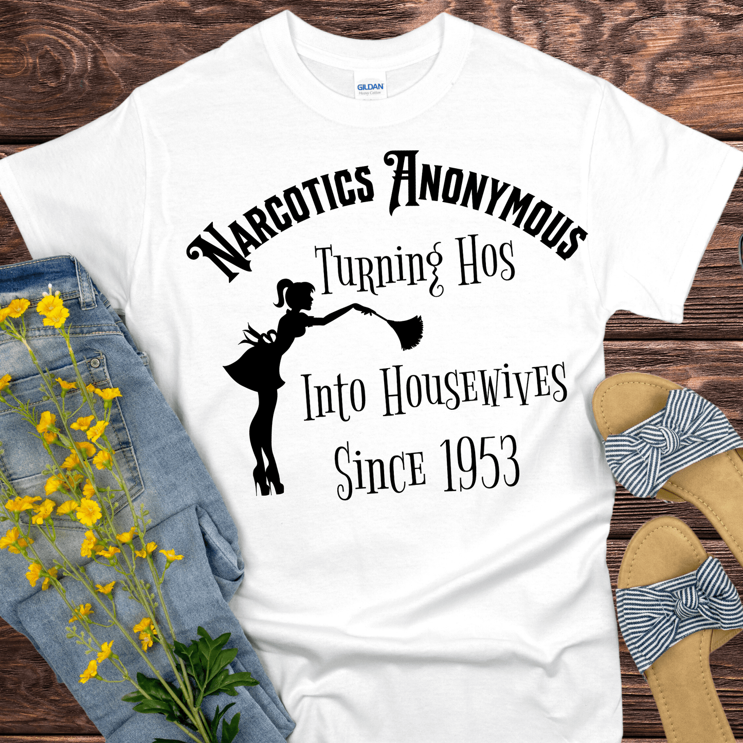 NA Recovery T-Shirt | Inspiring Sobriety | NA "Hos To Housewives"