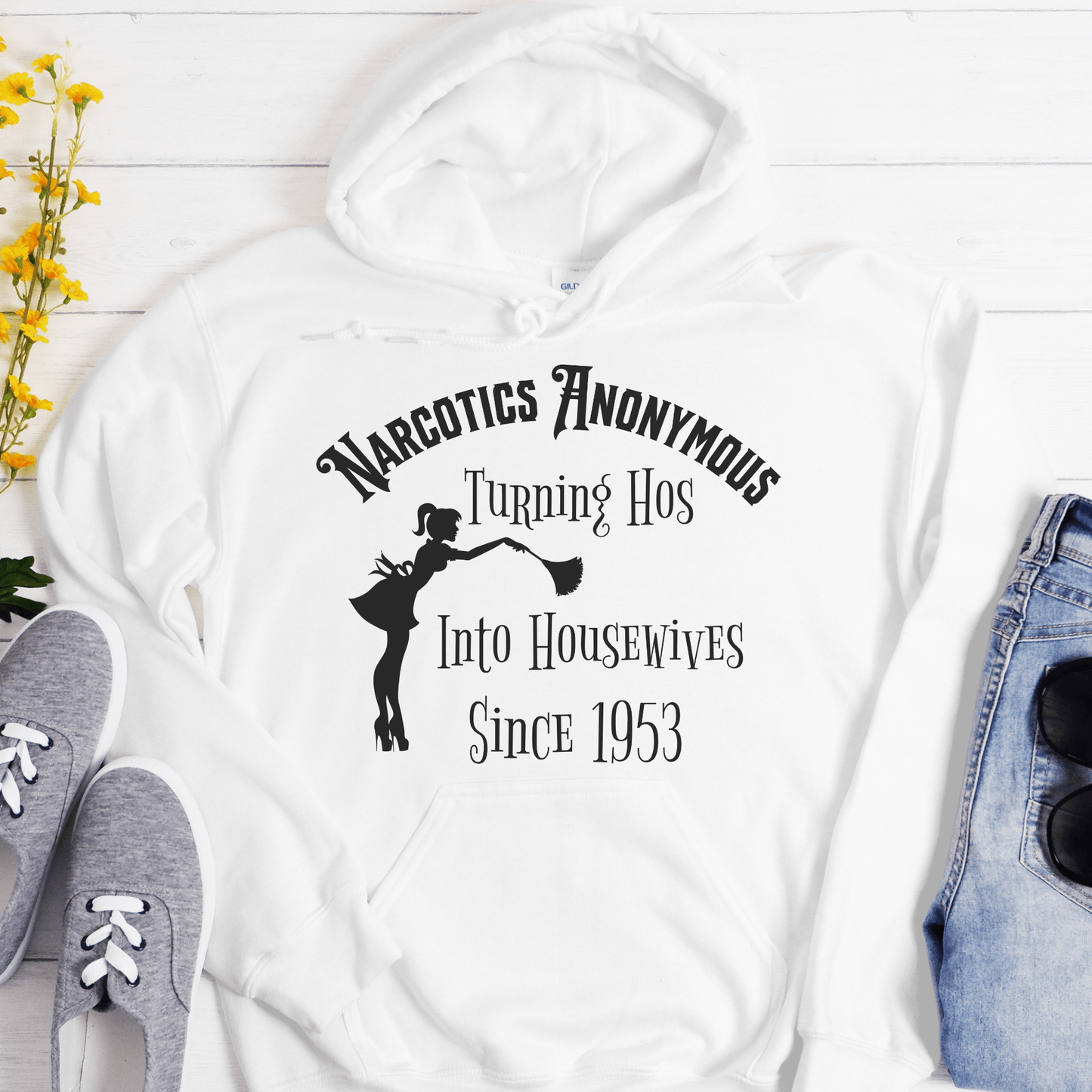 NA Recovery Unisex Hoodie | Inspiring Sobriety | NA "Hos To Housewives"