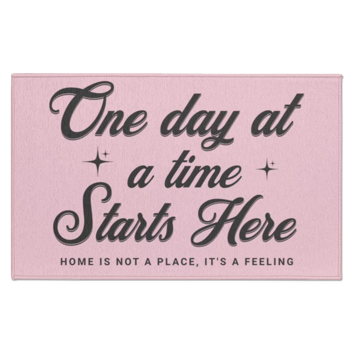 Recovery Indoor Doormat | Inspiring Sobriety | One Day at a Time Starts Here (Light Colors)