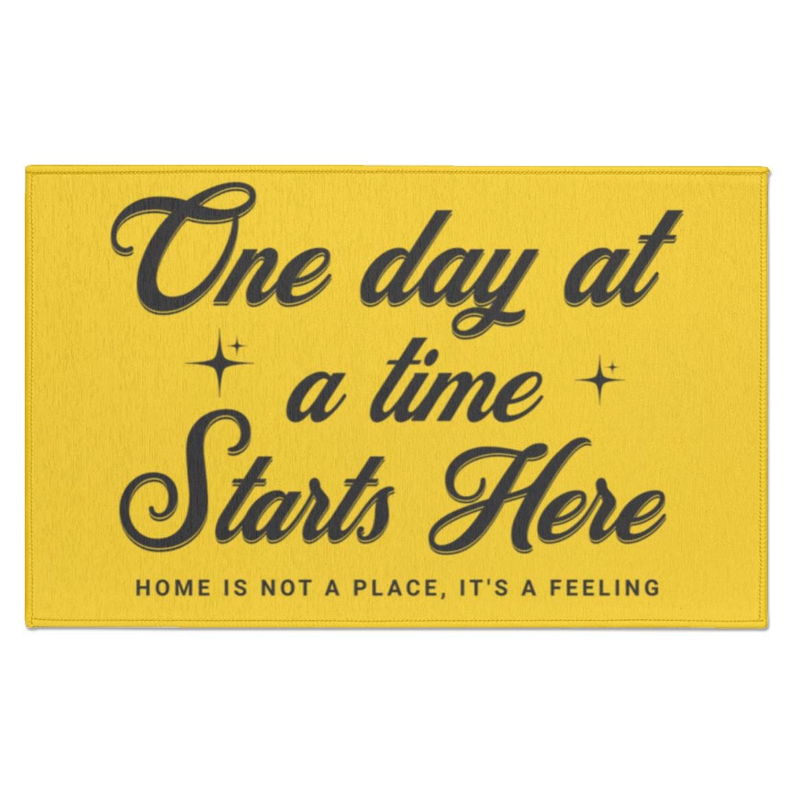 Recovery Indoor Doormat | Inspiring Sobriety | One Day at a Time Starts Here (Light Colors)