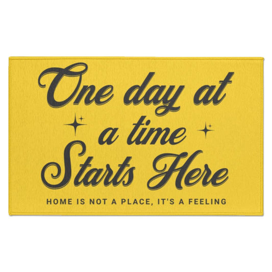 Recovery Indoor Doormat | Inspiring Sobriety | One Day at a Time Starts Here (Light Colors)