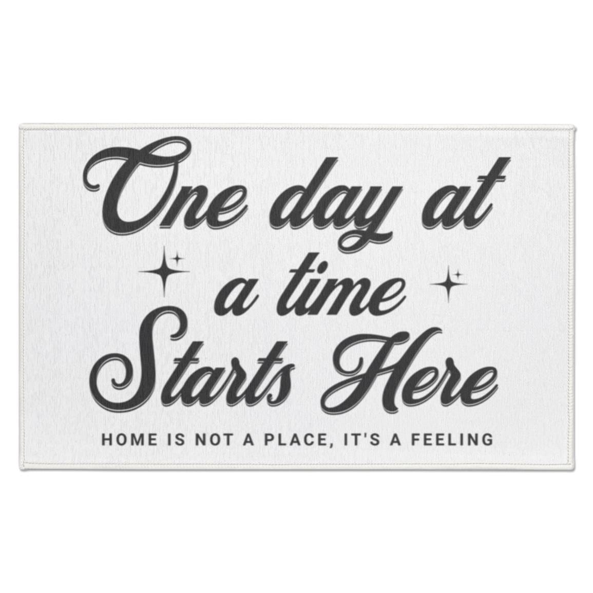 Recovery Indoor Doormat | Inspiring Sobriety | One Day at a Time Starts Here (Light Colors)