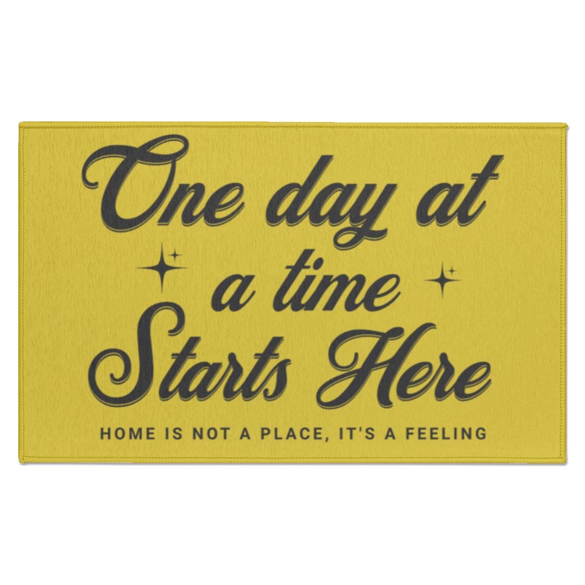 Recovery Indoor Doormat | Inspiring Sobriety | One Day at a Time Starts Here (Light Colors)