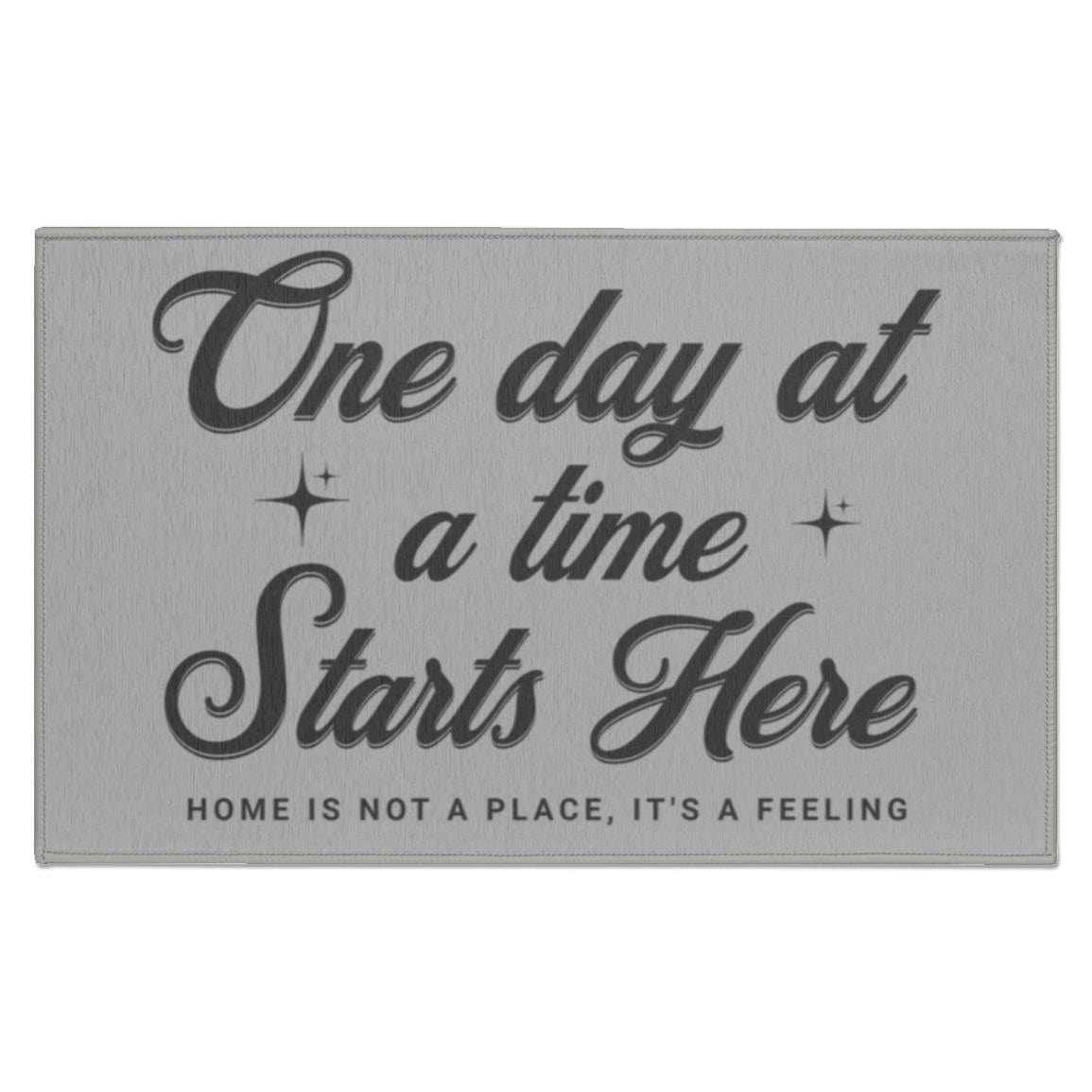 Recovery Indoor Doormat | Inspiring Sobriety | One Day at a Time Starts Here (Light Colors)