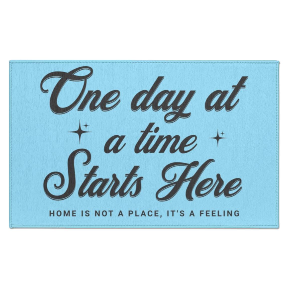 Recovery Indoor Doormat | Inspiring Sobriety | One Day at a Time Starts Here (Light Colors)