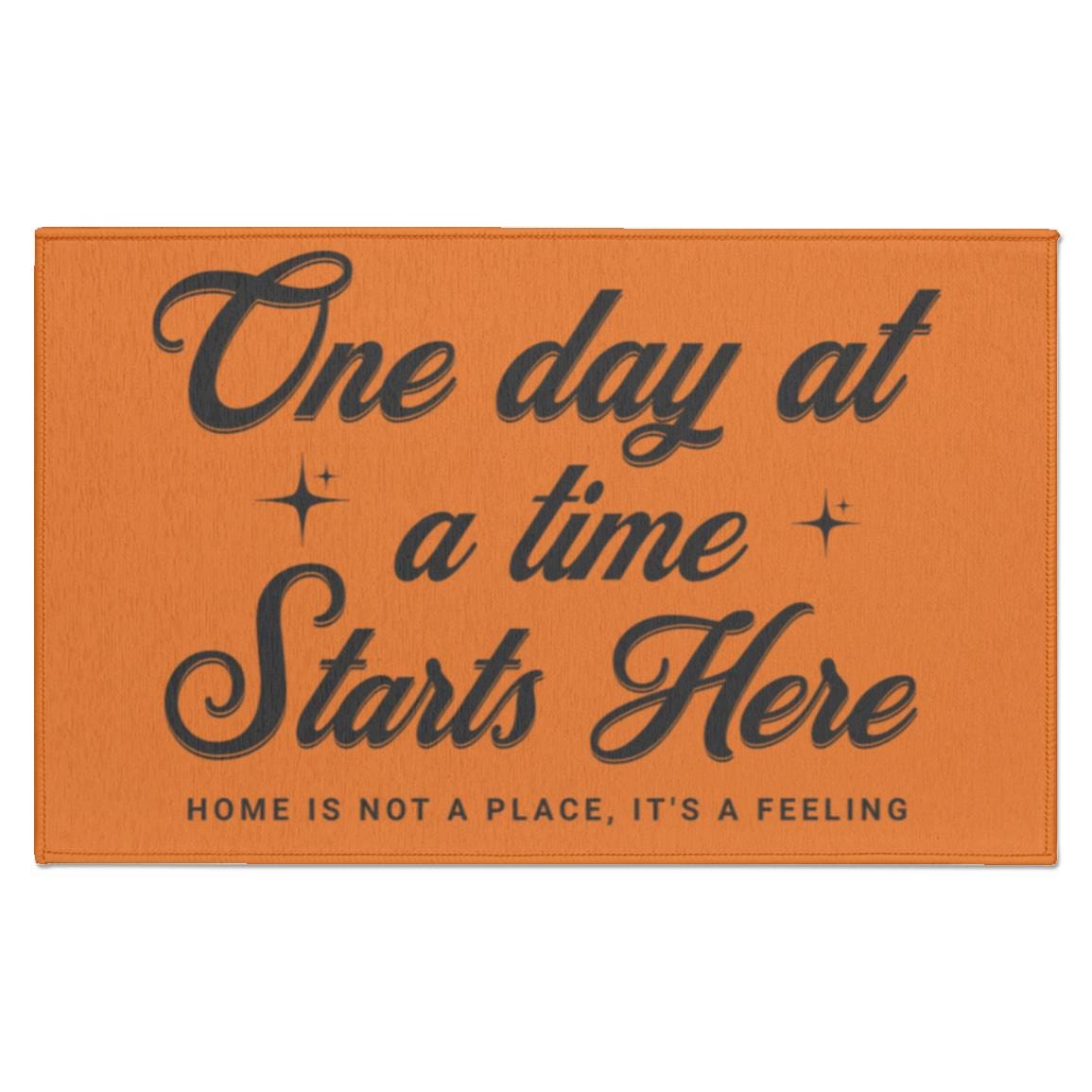 Recovery Indoor Doormat | Inspiring Sobriety | One Day at a Time Starts Here (Light Colors)
