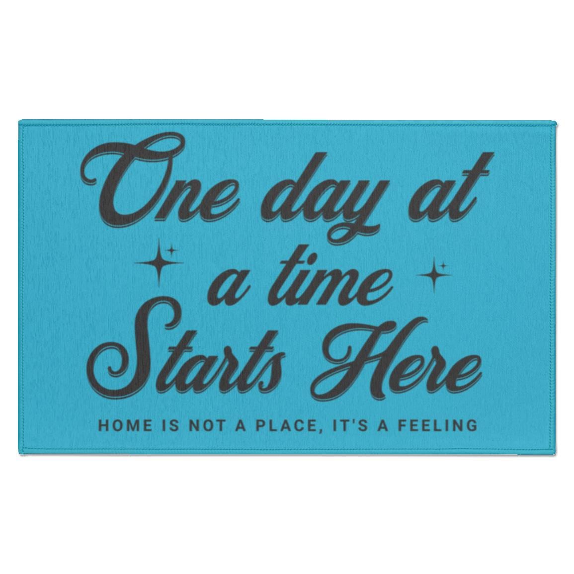 Recovery Indoor Doormat | Inspiring Sobriety | One Day at a Time Starts Here (Light Colors)