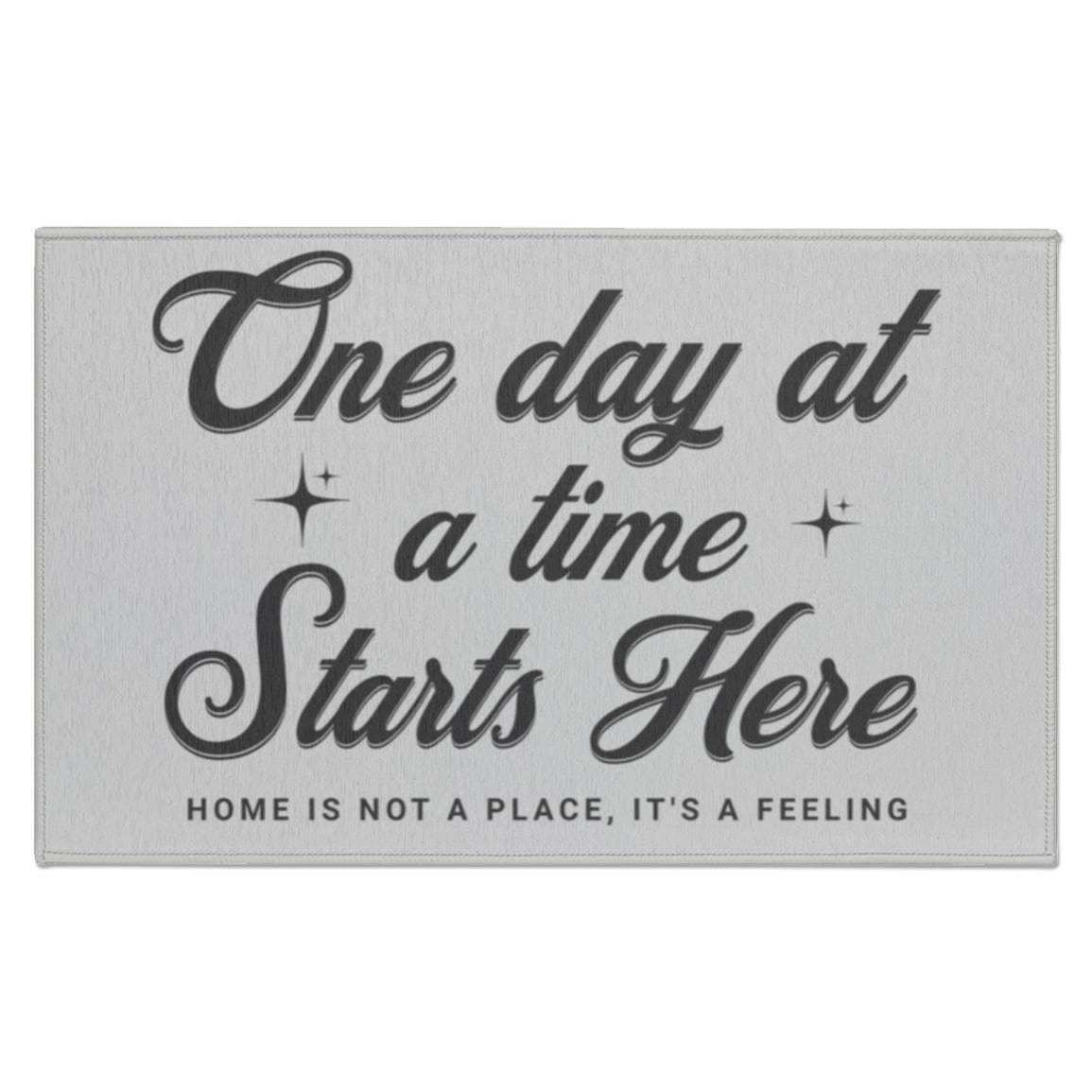 Recovery Indoor Doormat | Inspiring Sobriety | One Day at a Time Starts Here (Light Colors)