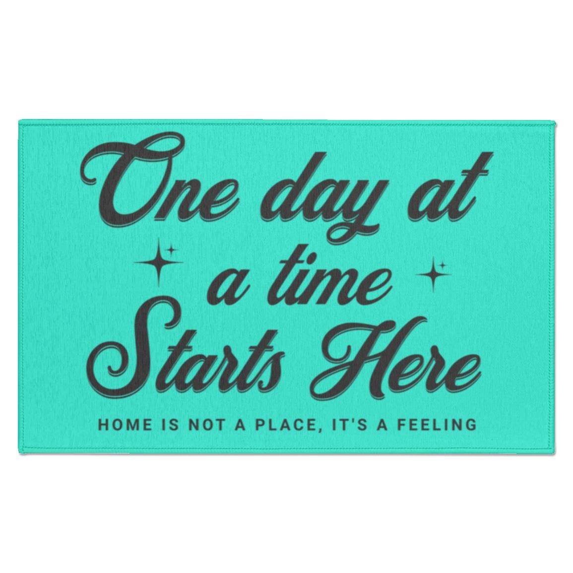 Recovery Indoor Doormat | Inspiring Sobriety | One Day at a Time Starts Here (Light Colors)
