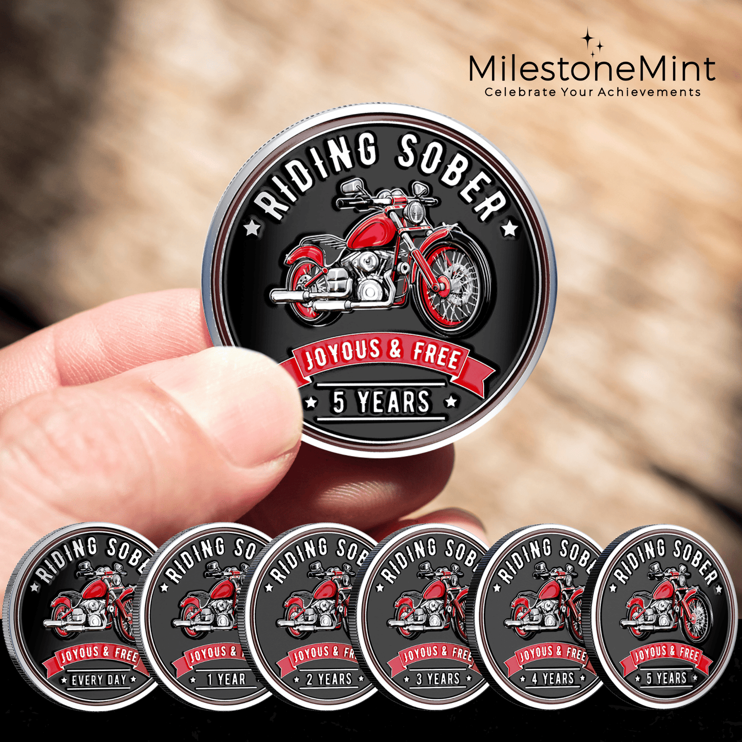 Recovery Medallion Coin I Inspiring Sobriety I Riding Sober Motorcycle