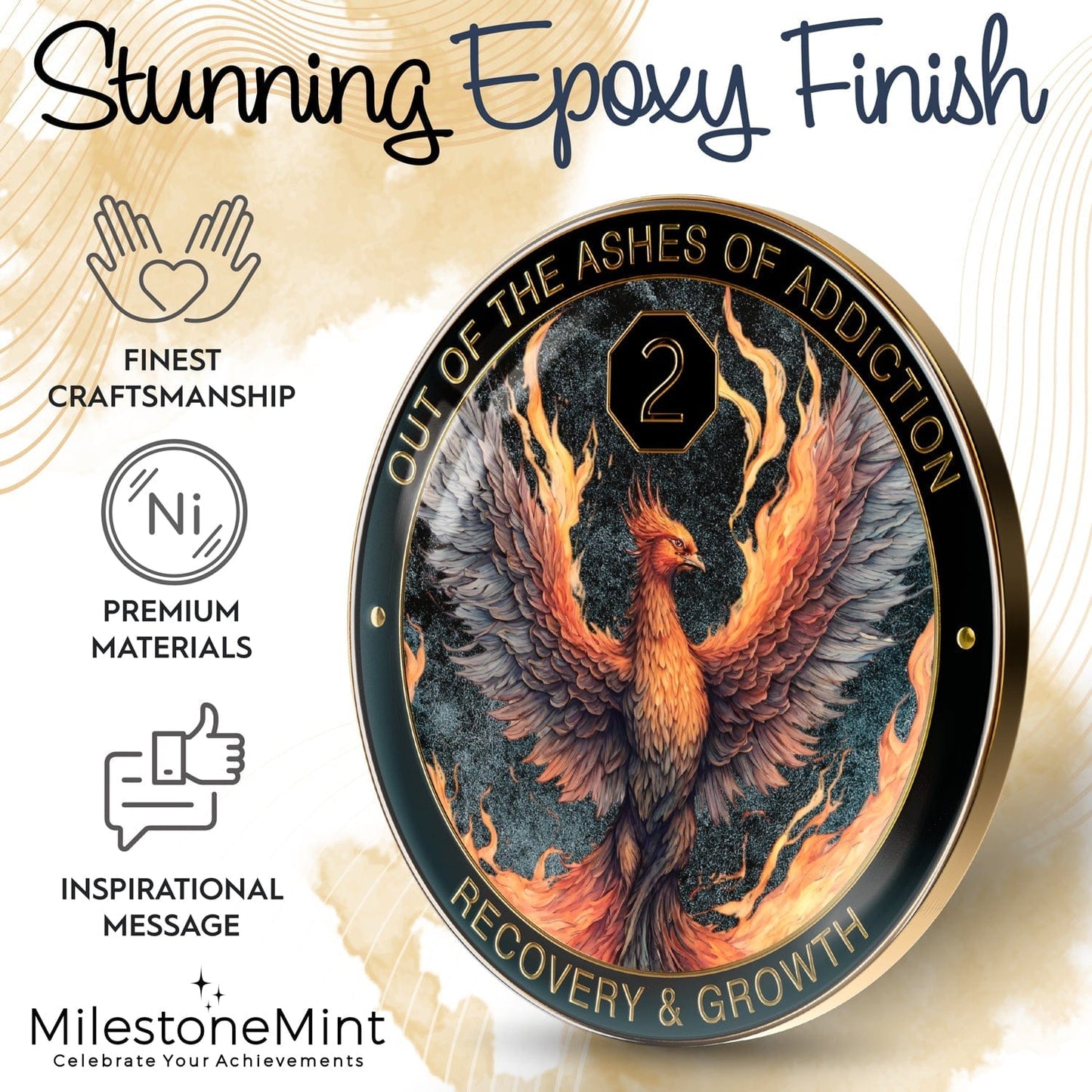Recovery Medallion Coin I Inspiring Sobriety I The Phoenix
