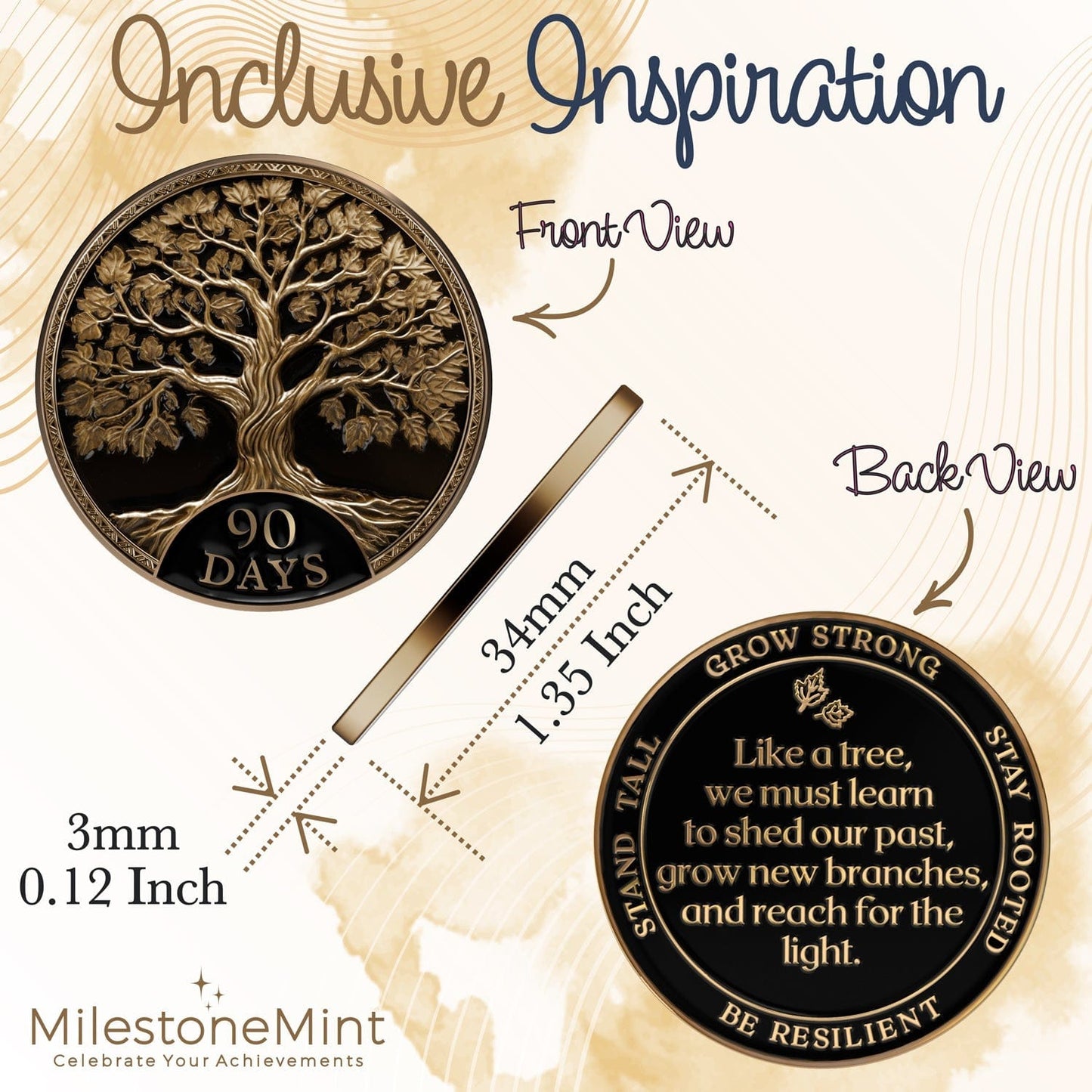 Recovery Medallion Coin I Inspiring Sobriety I Tree Of Life Milestone
