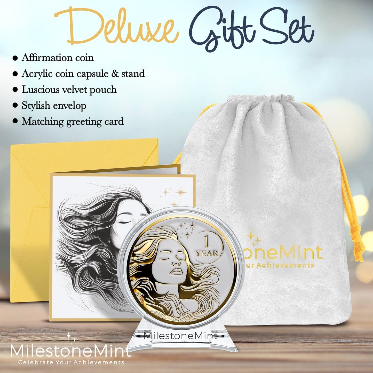 Recovery Medallion Coin I Inspiring Sobriety I Womens AA Milestone Gold