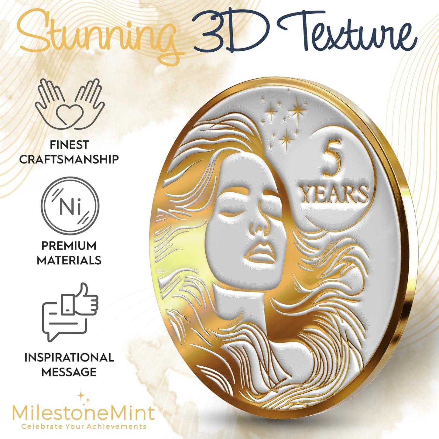 Recovery Medallion Coin I Inspiring Sobriety I Womens AA Milestone Gold
