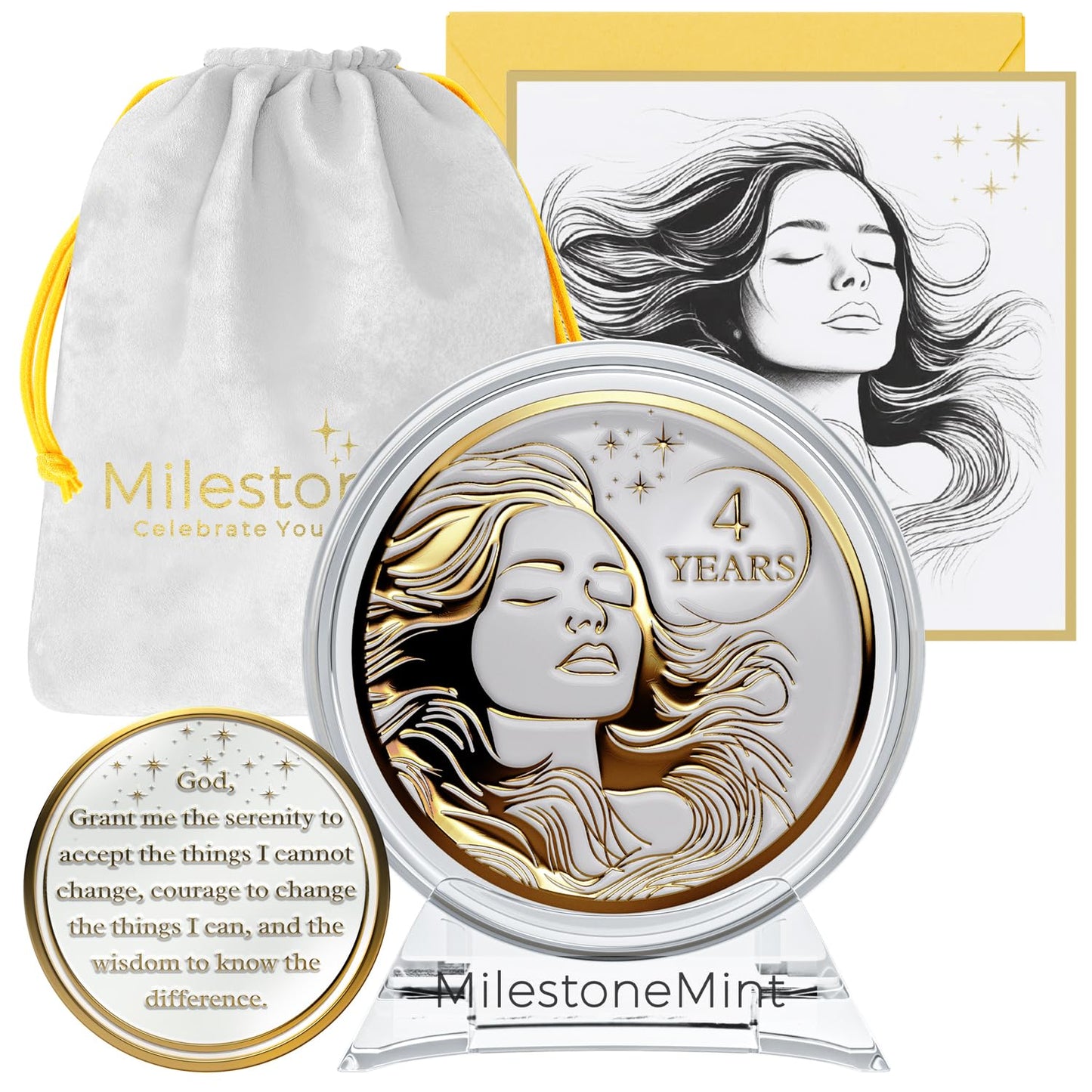 Recovery Medallion Coin I Inspiring Sobriety I Womens AA Milestone Gold