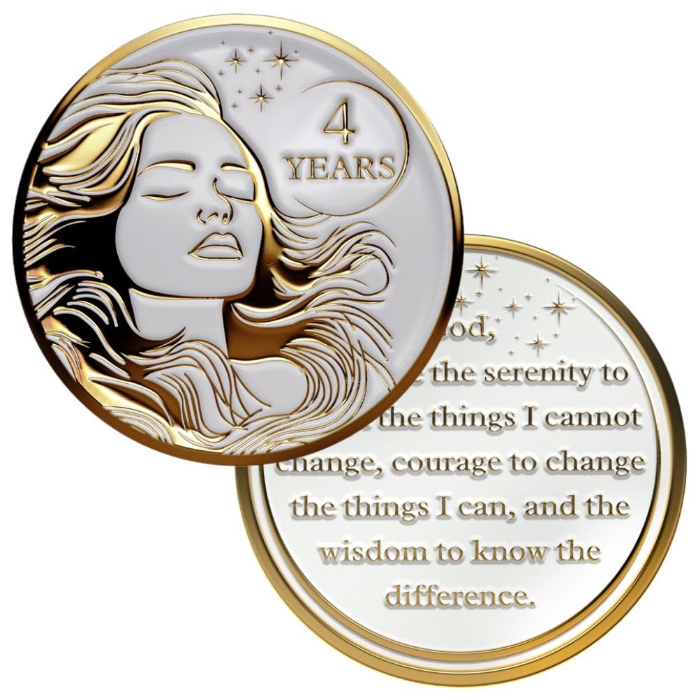 Recovery Medallion Coin I Inspiring Sobriety I Womens AA Milestone Gold