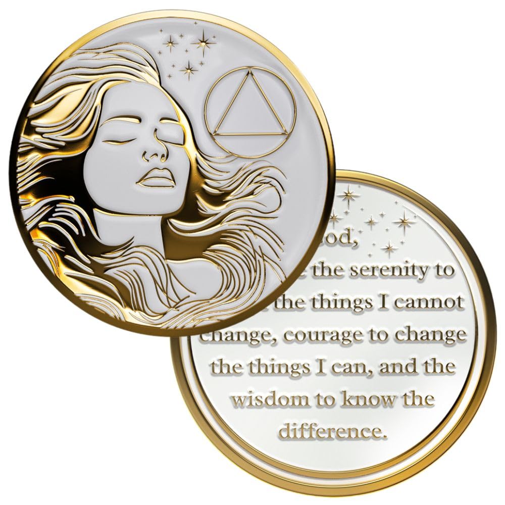 Recovery Medallion Coin I Inspiring Sobriety I Womens AA Milestone Gold