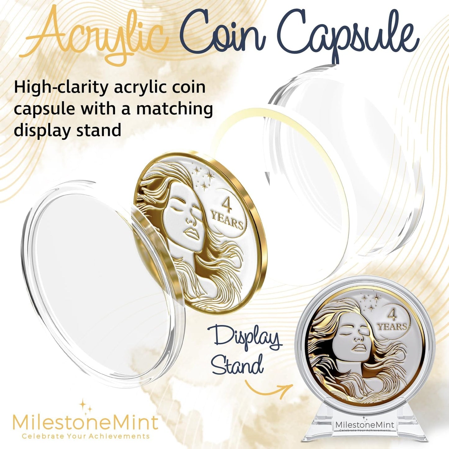 Recovery Medallion Coin I Inspiring Sobriety I Womens AA Milestone Gold