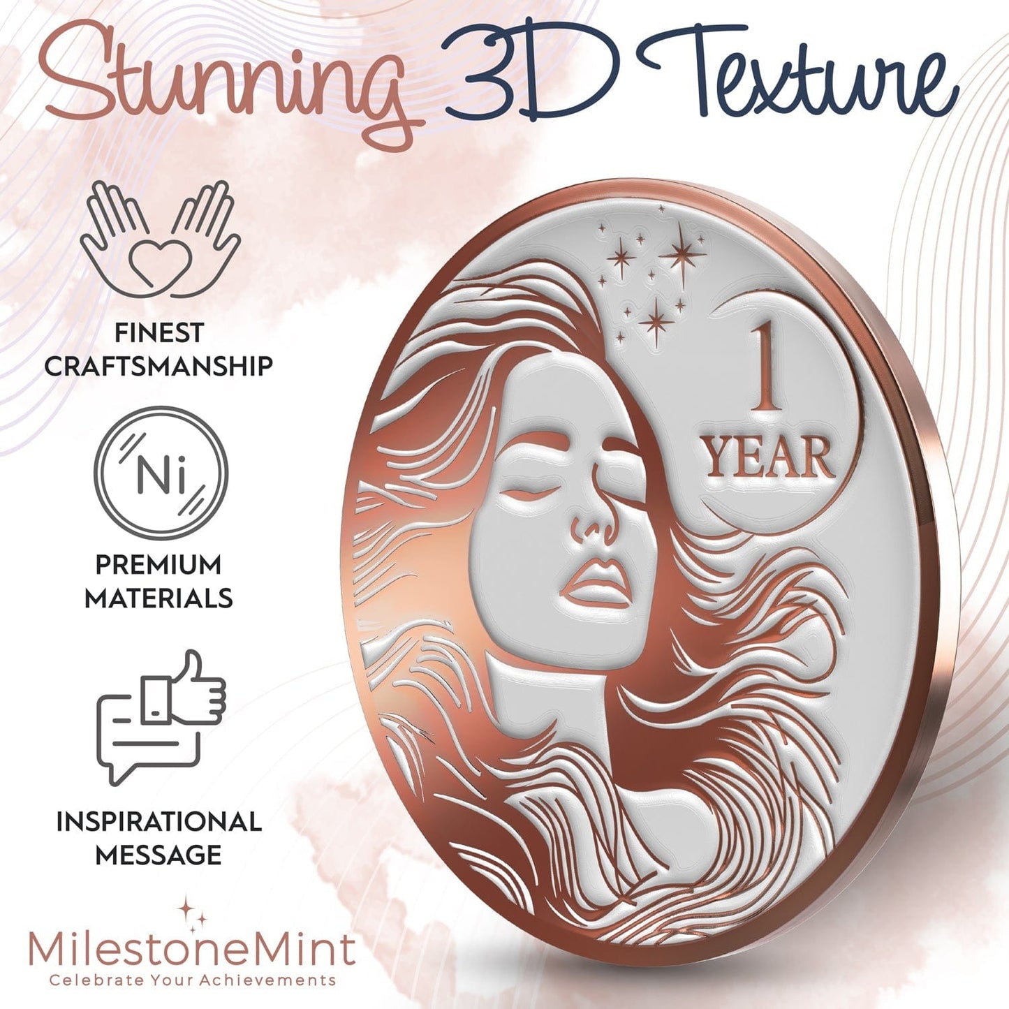 Recovery Medallion Coin I Inspiring Sobriety I Womens AA Milestone Serenity Prayer