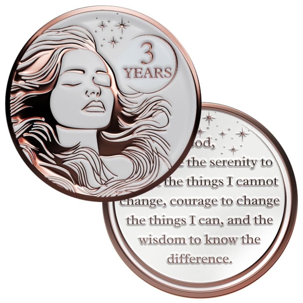 Recovery Medallion Coin I Inspiring Sobriety I Womens AA Milestone Serenity Prayer