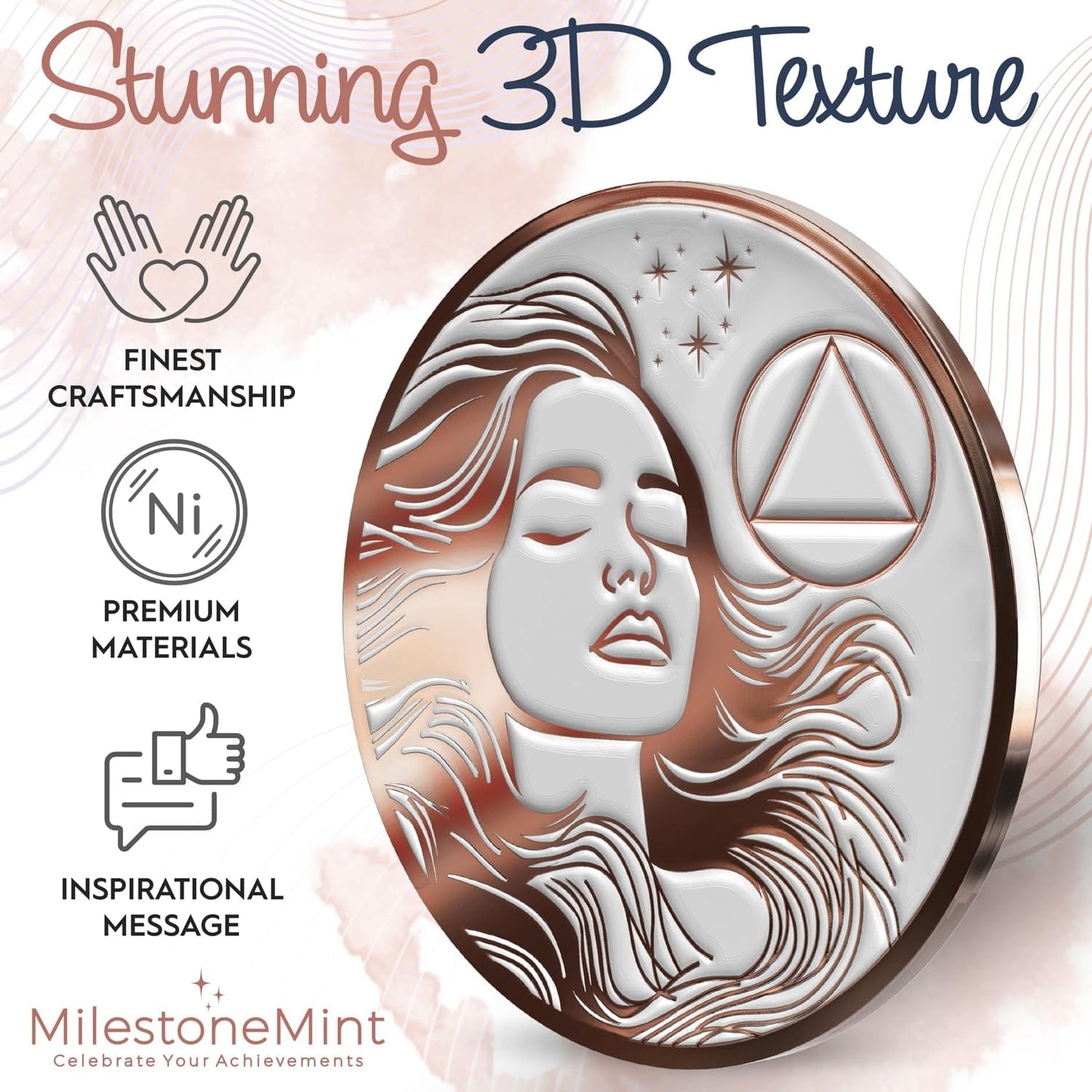 Recovery Medallion Coin I Inspiring Sobriety I Womens AA Milestone Serenity Prayer