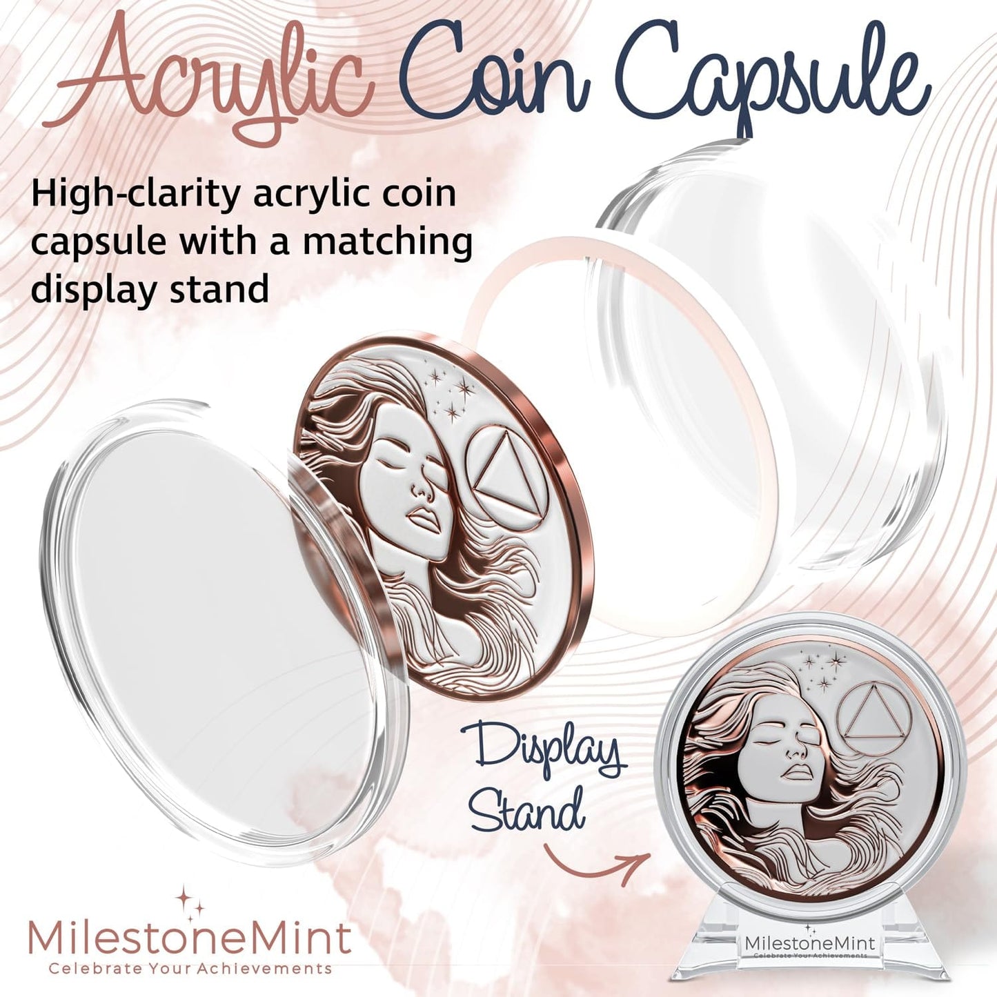 Recovery Medallion Coin I Inspiring Sobriety I Womens AA Milestone Serenity Prayer