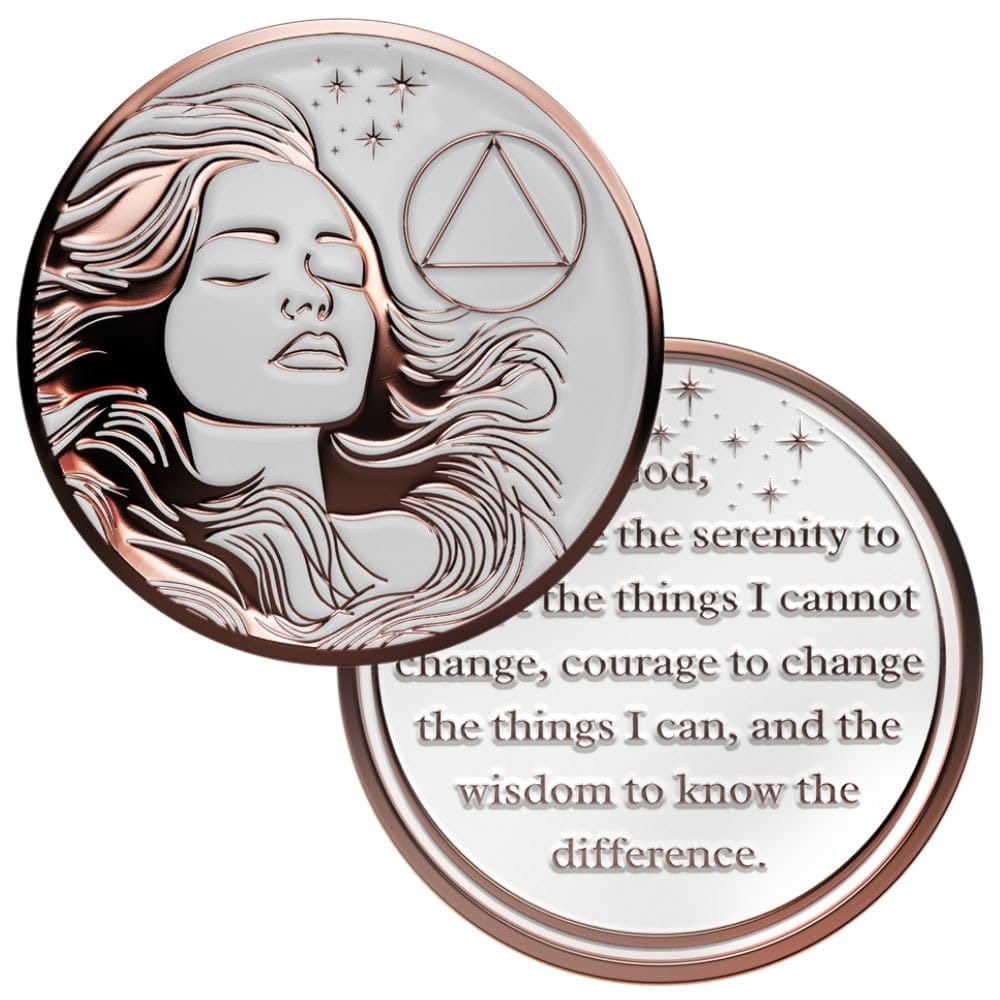 Recovery Medallion Coin I Inspiring Sobriety I Womens AA Milestone Serenity Prayer