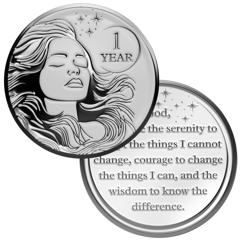 Recovery Medallion Coin I Inspiring Sobriety I Womens Serenity Prayer Milestone
